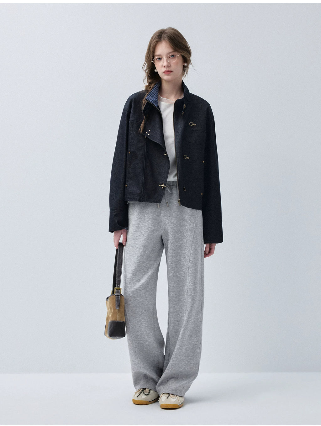 Structured Industrial Clasp-Closure Denim Jacket