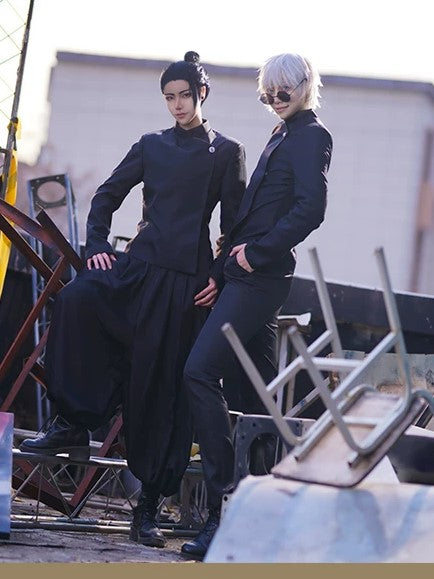 Asymmetric Single-Button Stand-Collar Jacket