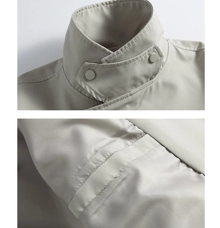 Asymmetric Snap-Button High-Neck Jacket