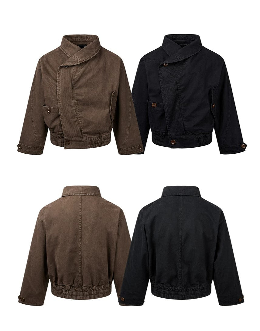 Darkwear Shawl-Collar Asymmetric Flight Jacket