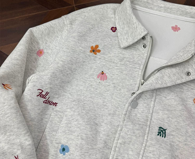 Micro Floral Embroidered Canvas Workwear Jacket