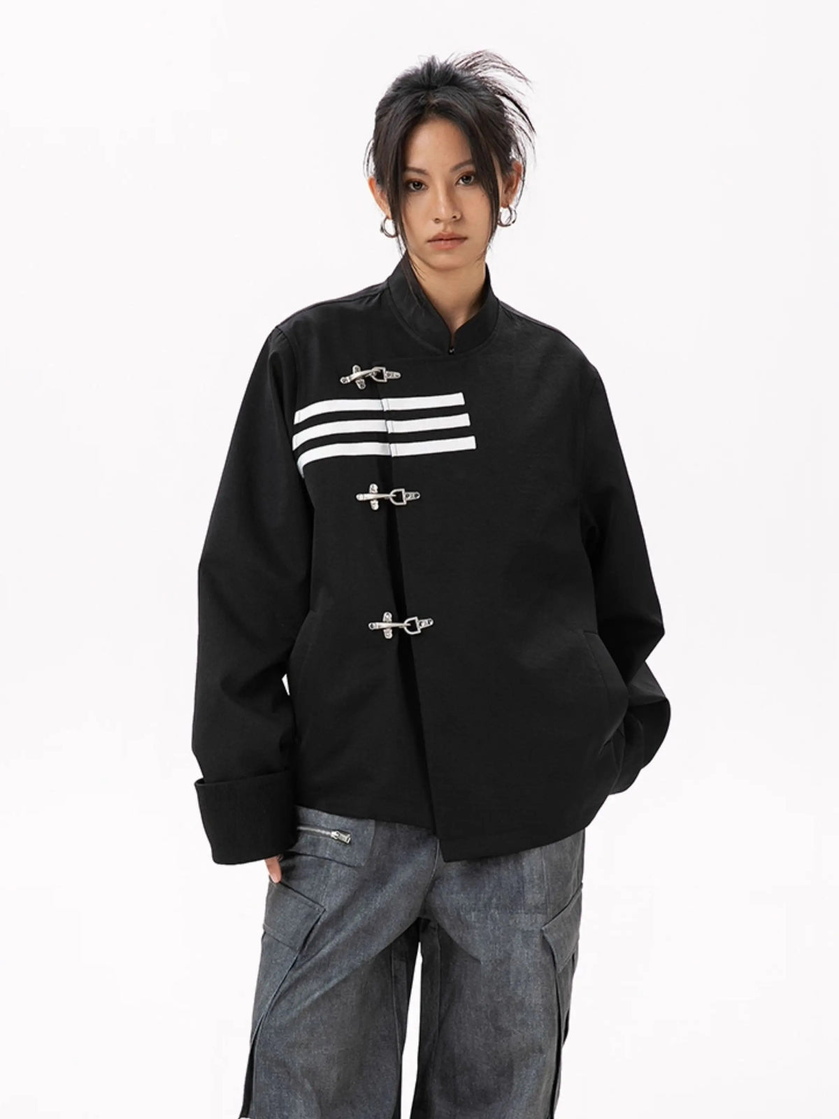 Triple-Striped Fireman Clasp Fencing Jacket