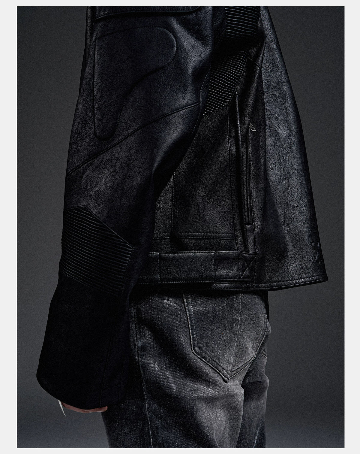 Cyberpunk Industrial Articulated Leather Jacket