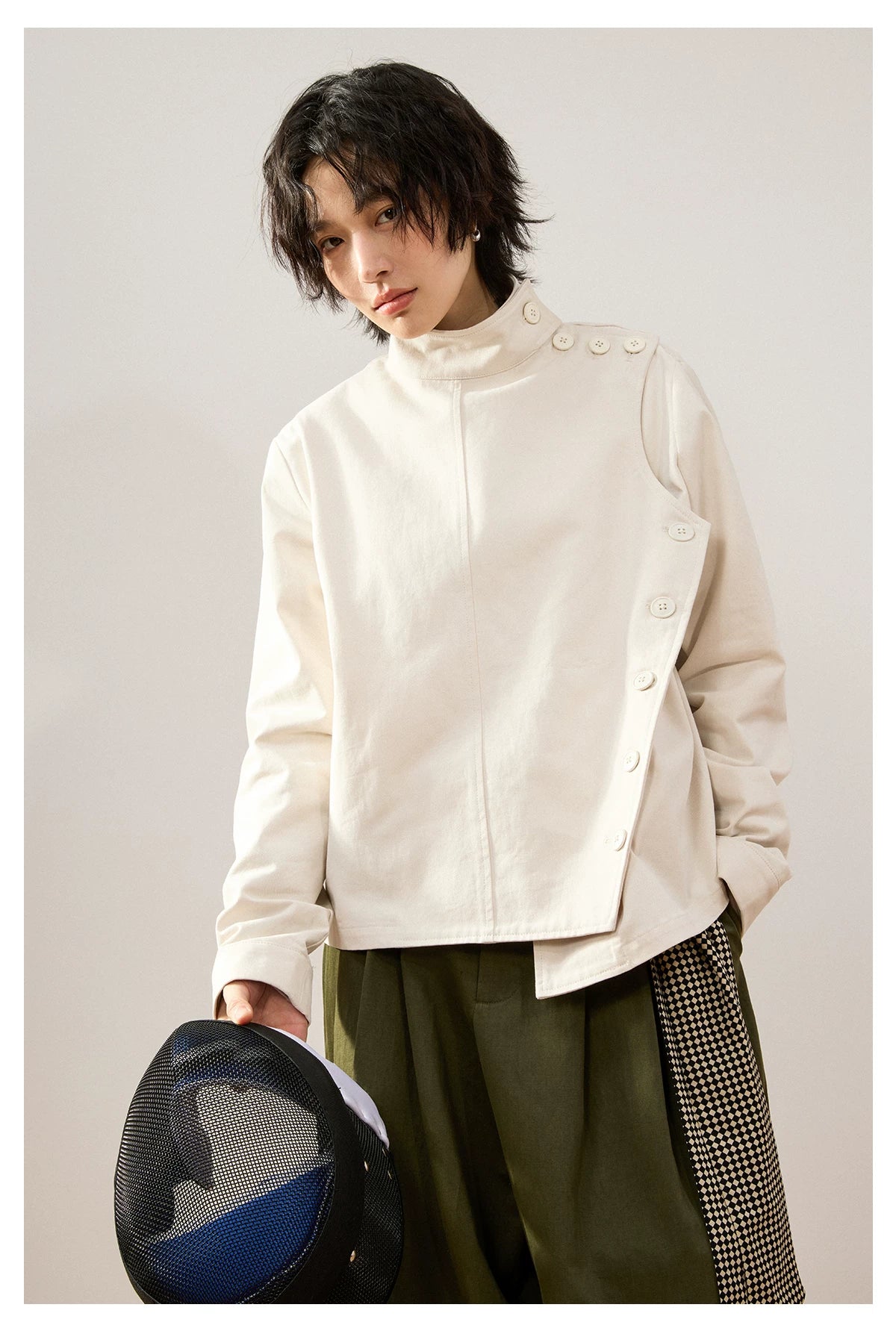 Asymmetric Side-Buttoning Fencing Jacket