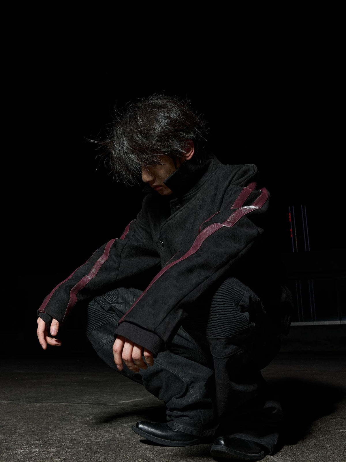 Asymmetric Snap Suede Utility Jacket