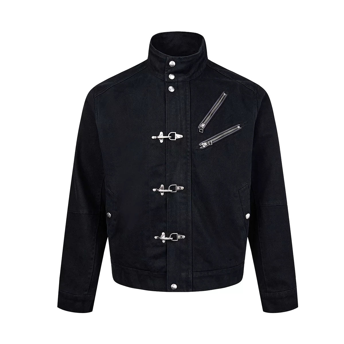 Dual Angled Zip Fireman Clasp Utility Jacket