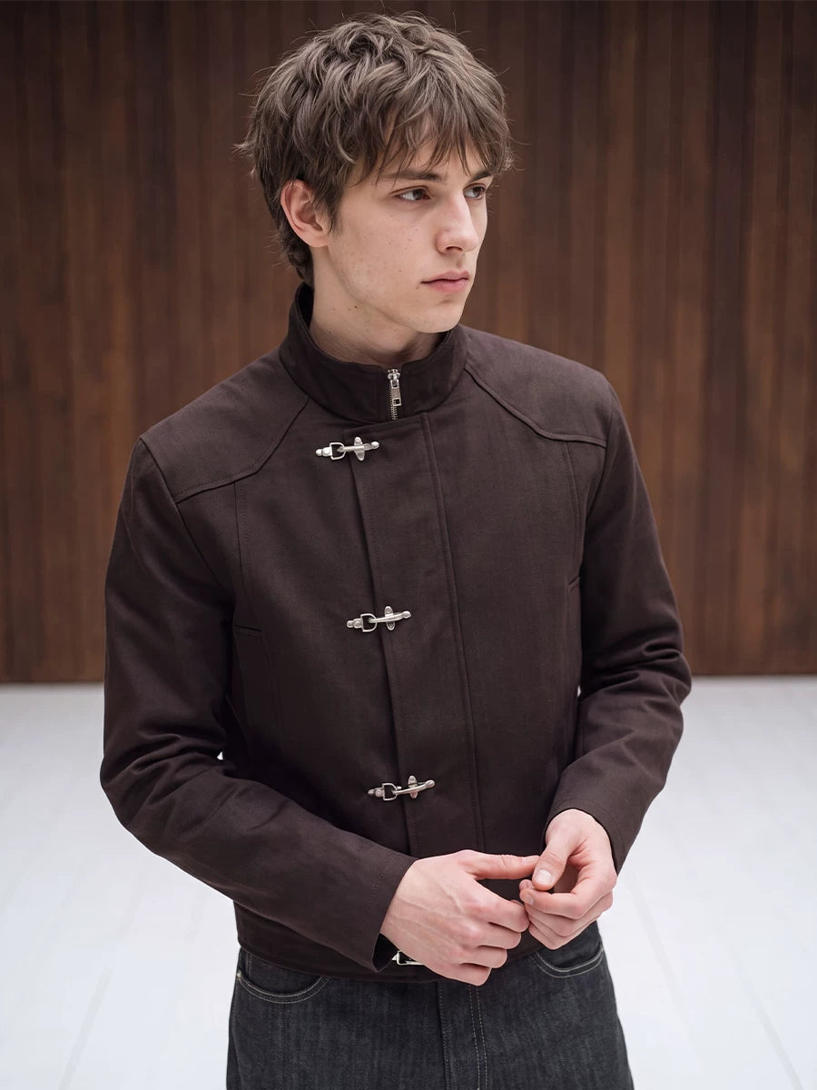 Metal Clasp Closure Stand-Collar Jacket