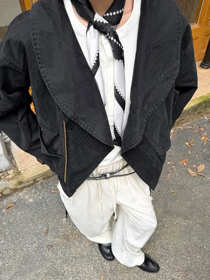 Darkwear Shawl-Collar Asymmetric Flight Jacket