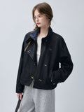 Structured Industrial Clasp-Closure Denim Jacket