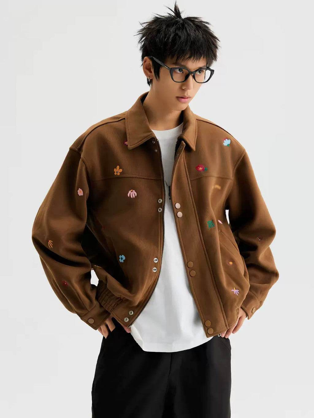 Micro Floral Embroidered Canvas Workwear Jacket