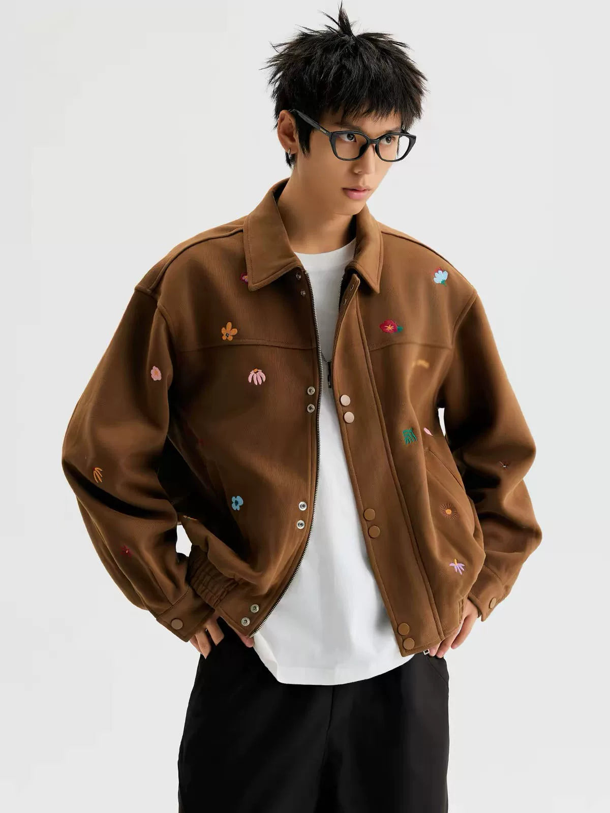 Micro Floral Embroidered Canvas Workwear Jacket