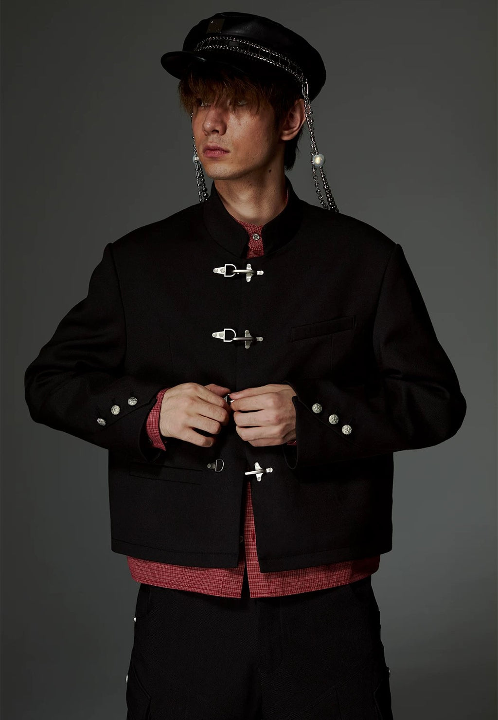 Cropped Fireman Clasp Tailored Blazer