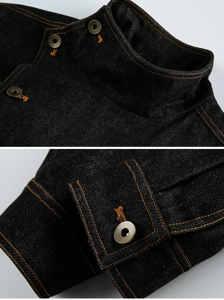 Diagonal Button Denim Jacket