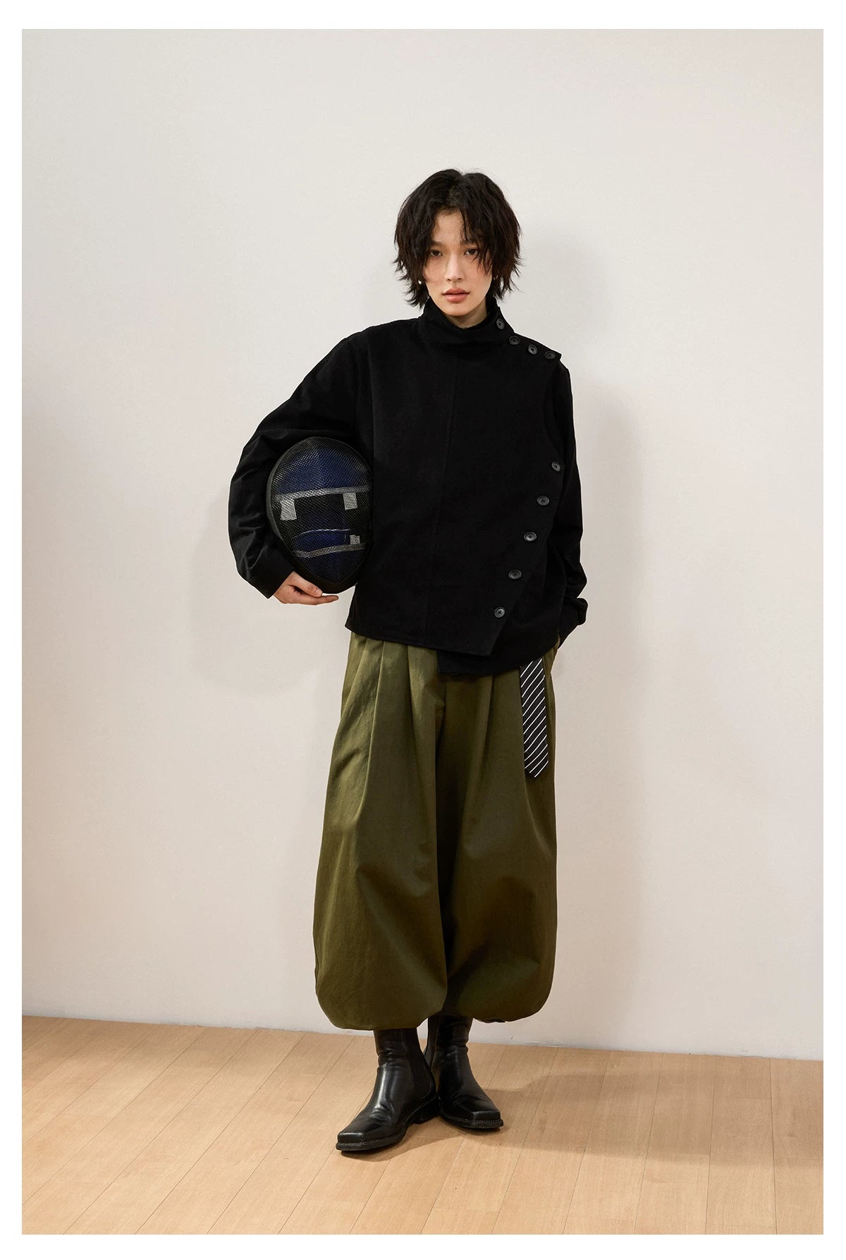 Asymmetric Side-Buttoning Fencing Jacket