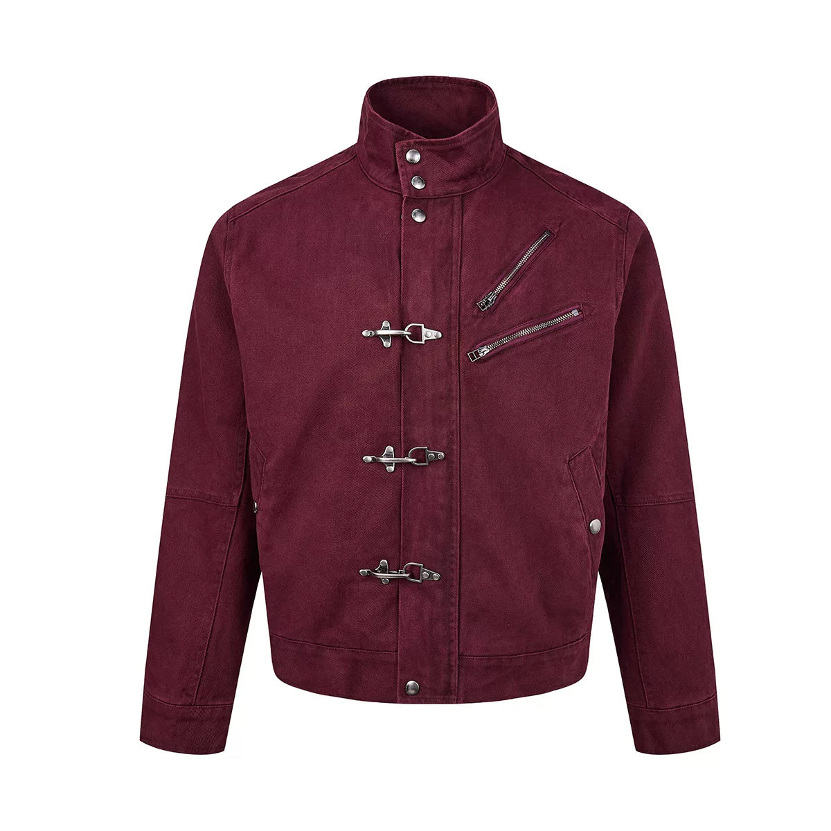 Dual Angled Zip Fireman Clasp Utility Jacket