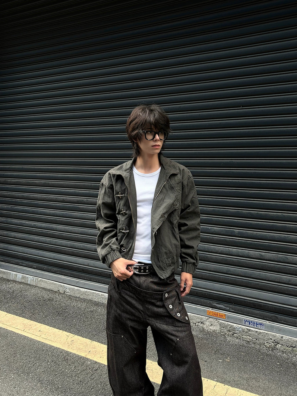 Gothic Zip-Up Funnel-Neck Fencing Fireman Jacket