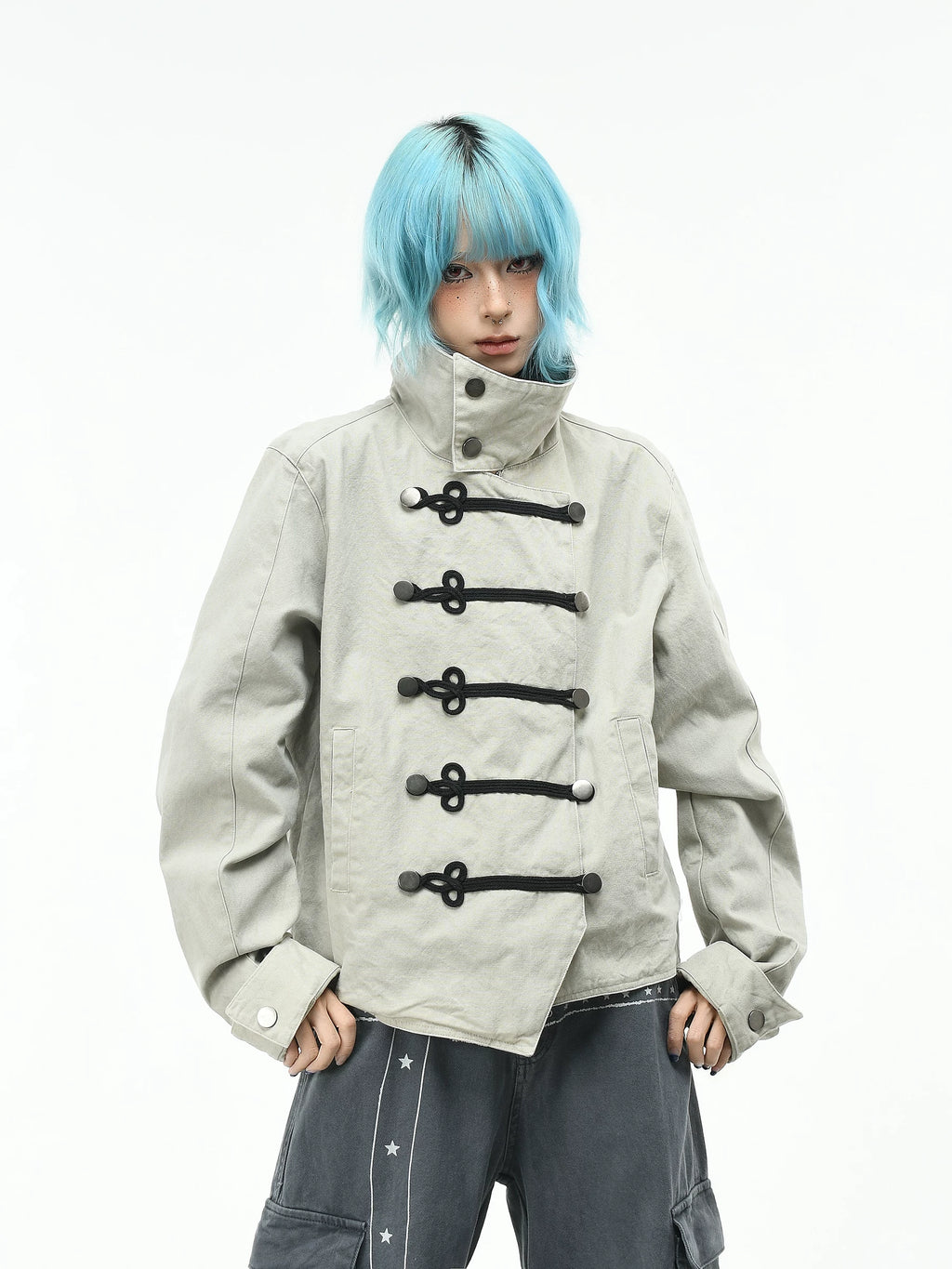 Frogged Military Canvas Officer Jacket