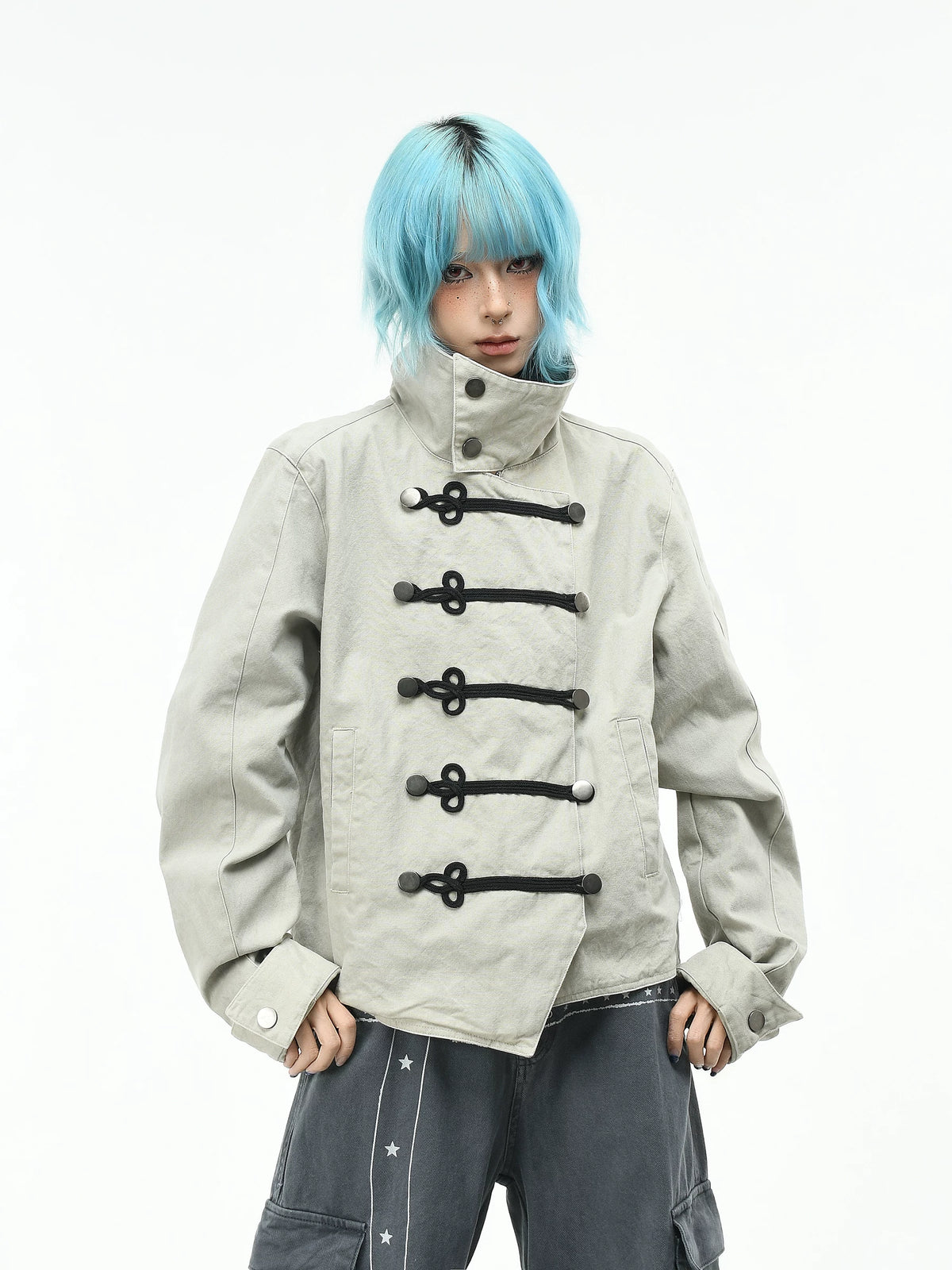 Frogged Military Canvas Officer Jacket