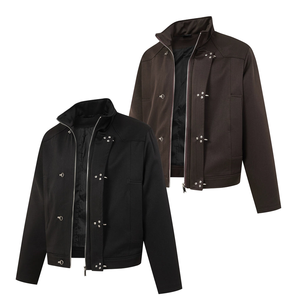 Metal Clasp Closure Stand-Collar Jacket