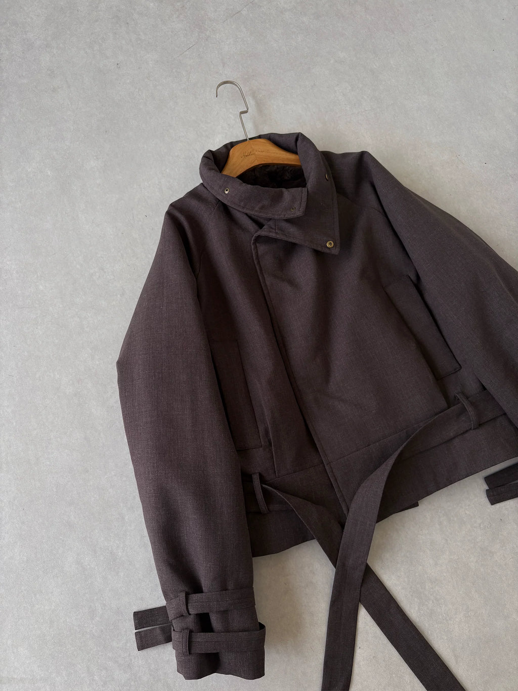 Cropped Belted High-Neck Jacket