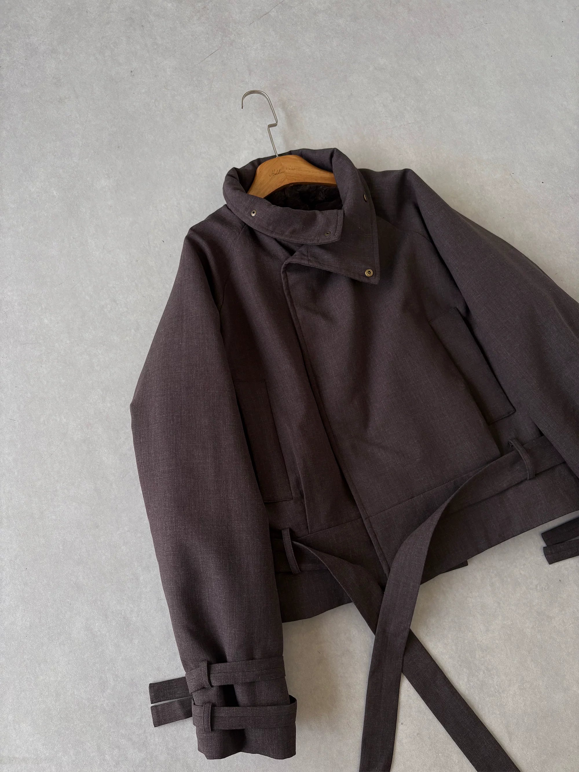 Cropped Belted High-Neck Jacket