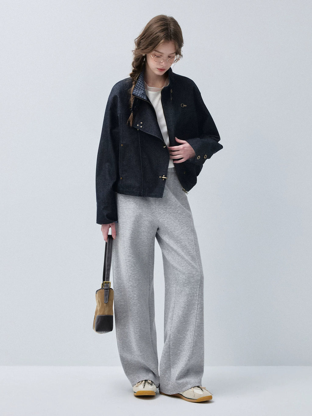 Structured Industrial Clasp-Closure Denim Jacket