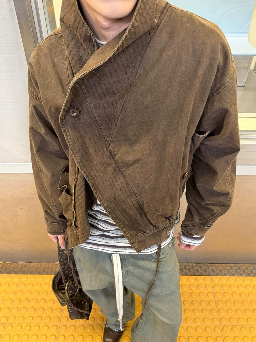 Darkwear Shawl-Collar Asymmetric Flight Jacket