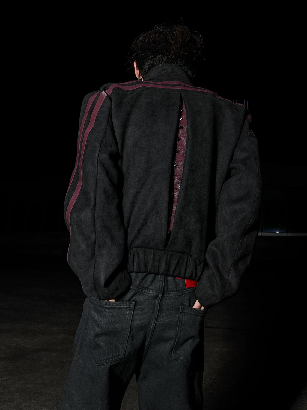 Asymmetric Snap Suede Utility Jacket