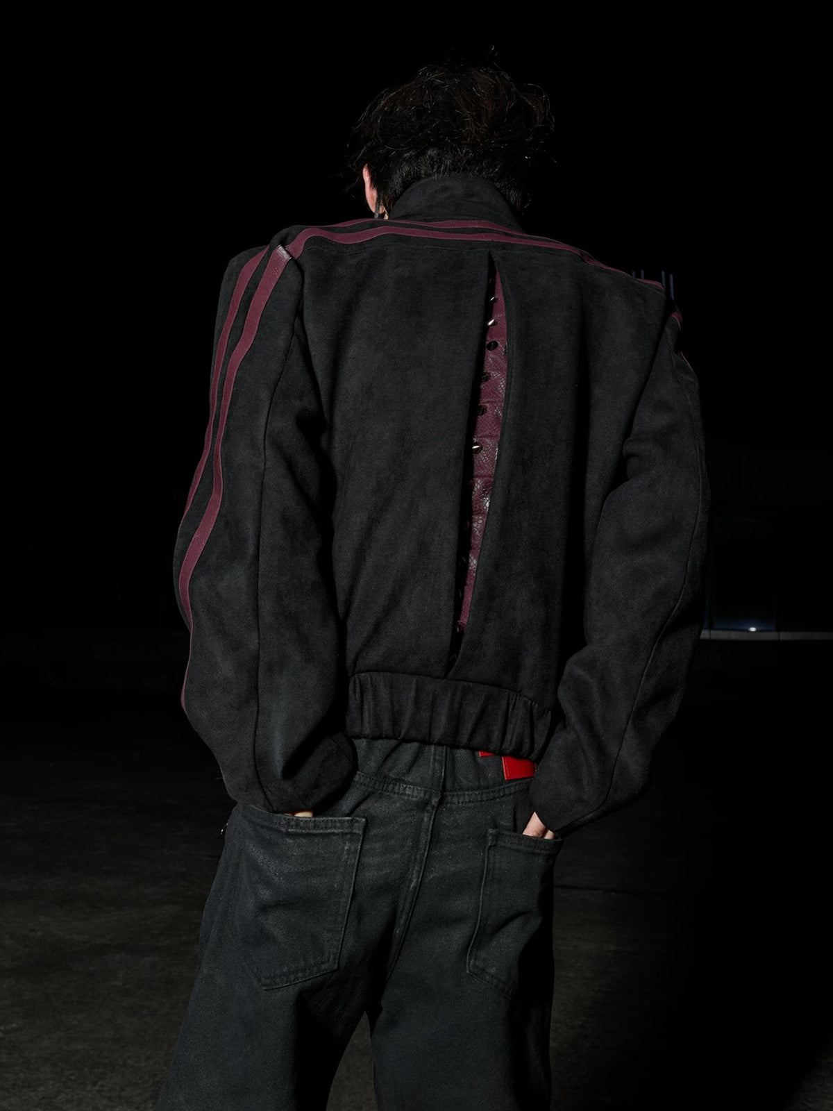 Asymmetric Snap Suede Utility Jacket