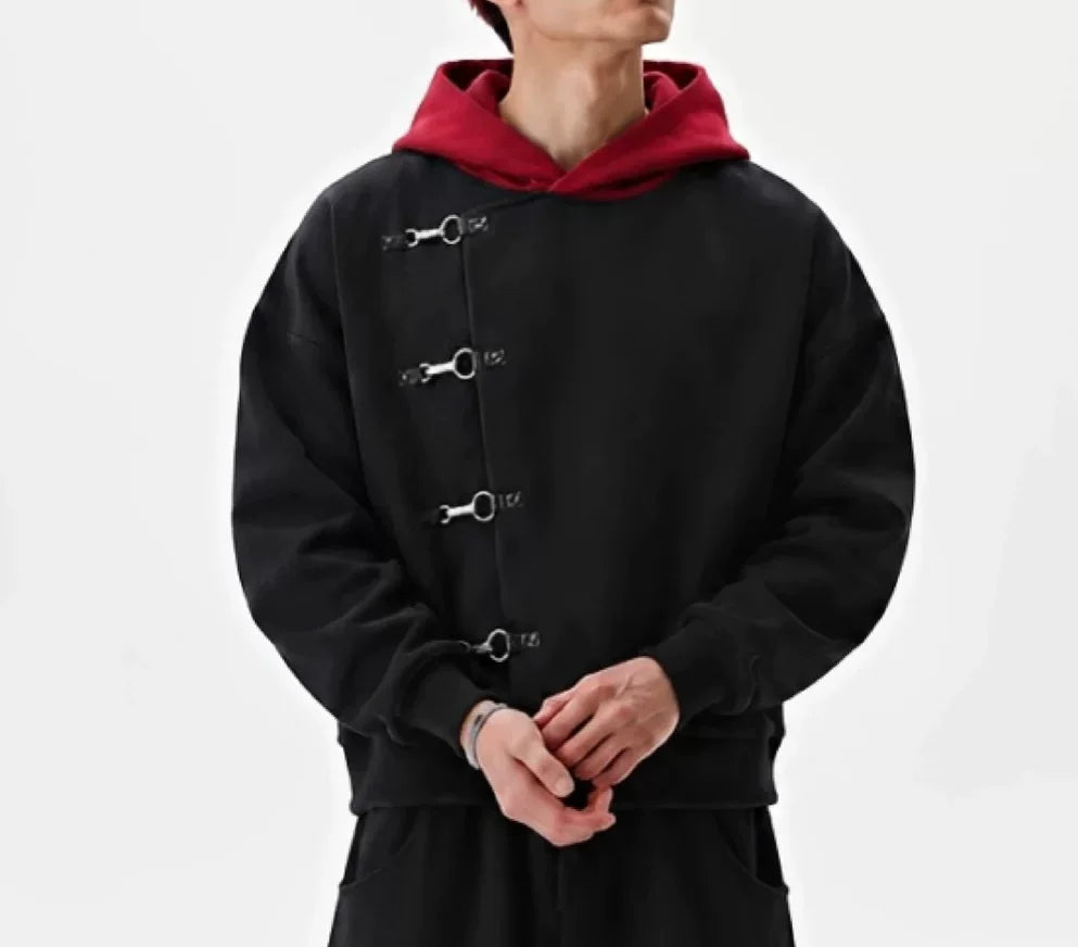 Industrial Asymmetric Metal-Hook Pullover Hood