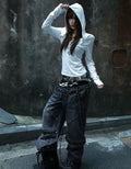 Detachable Zip-Off Cyber-Sigilism Lace-Up Jeans