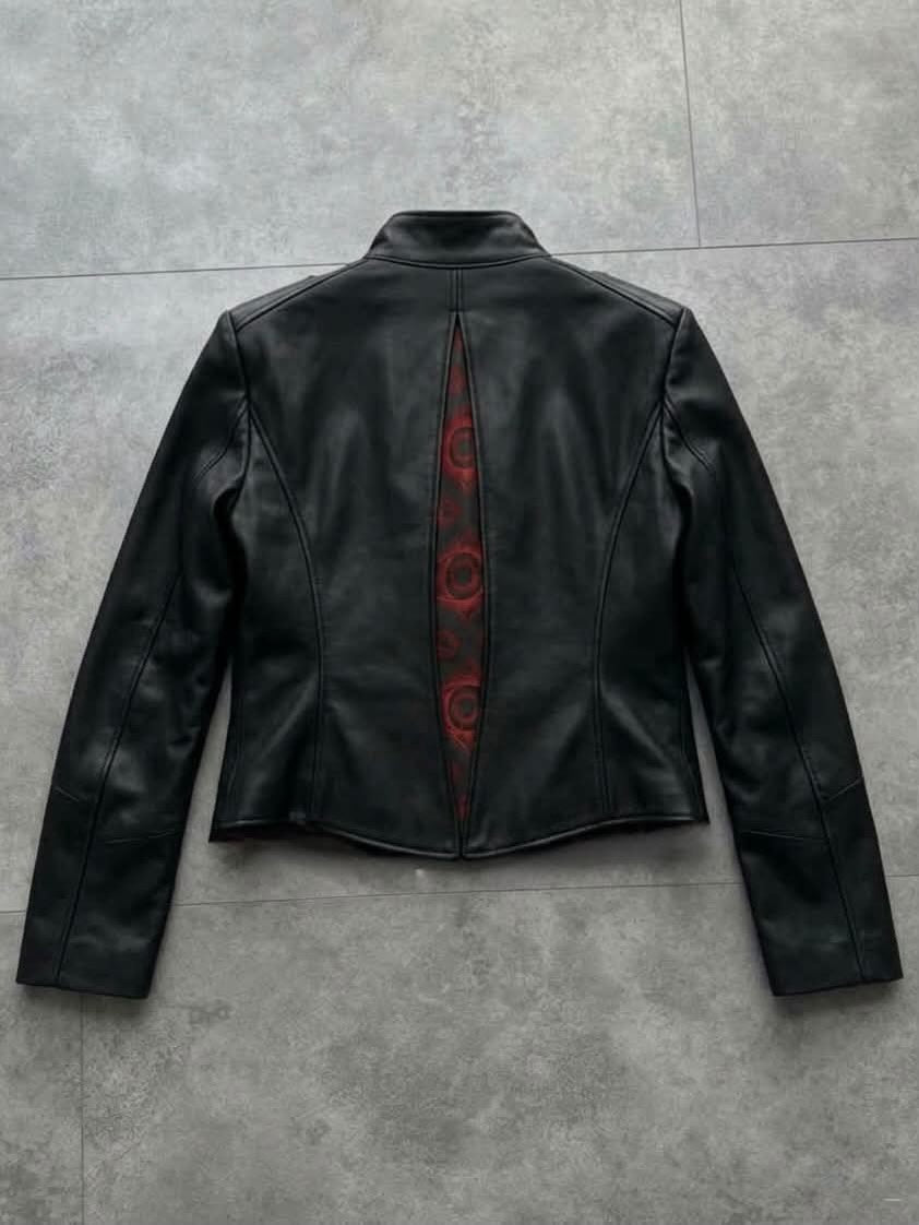 All-Seeing Eye Graphic Lined Split-Back Biker Jacket
