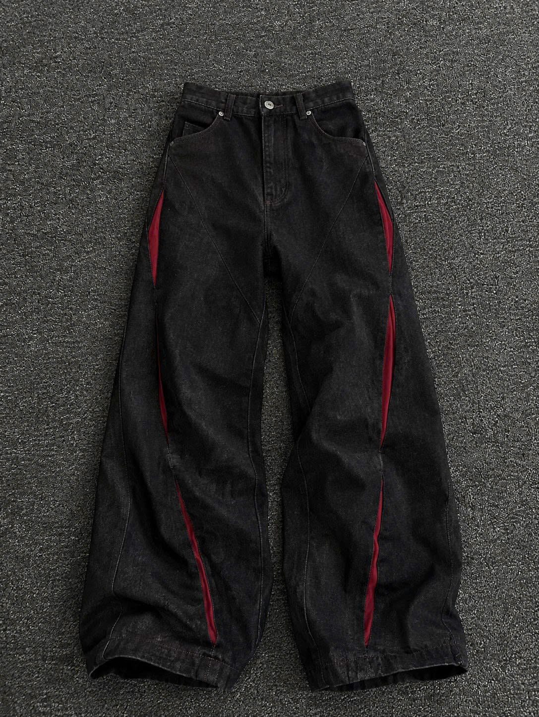 Cyberpunk Articulated Panel Wide-Leg Jeans