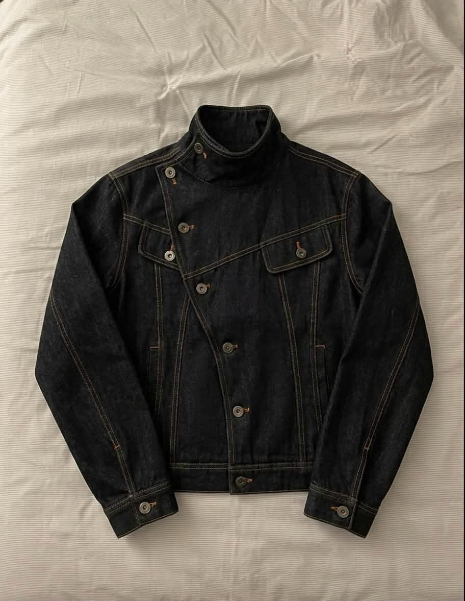 Diagonal Button Denim Jacket