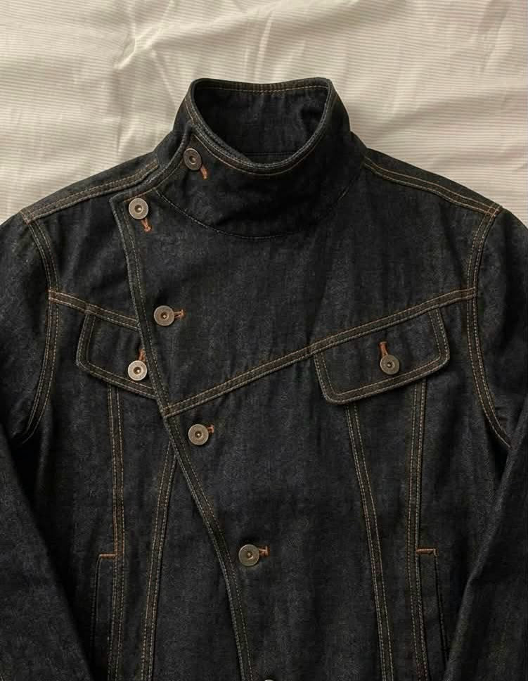 Diagonal Button Denim Jacket
