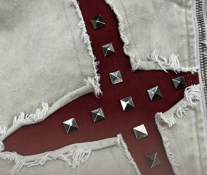 Y2K Gothic Buckled Funnel-Neck Studded Slash Jacket