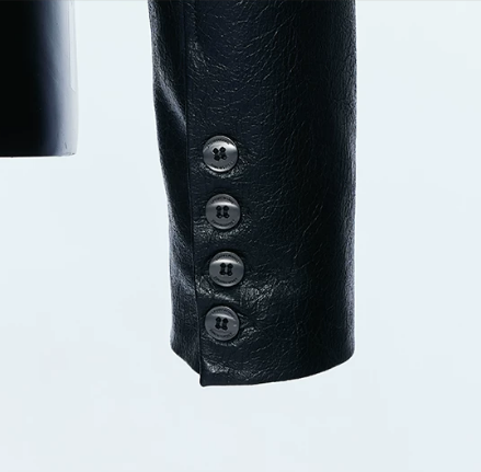 Embroidered Leather Band-Collar Biker Jacket