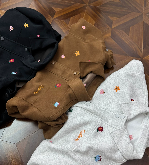 Micro Floral Embroidered Canvas Workwear Jacket
