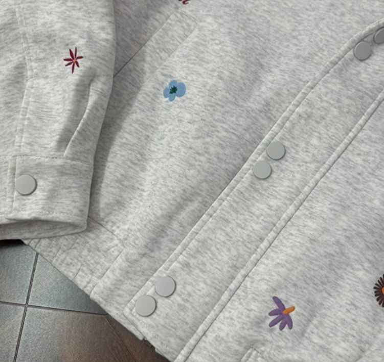 Micro Floral Embroidered Canvas Workwear Jacket