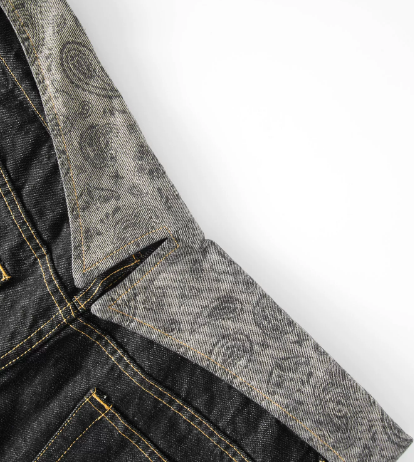 Paisley Bandana Fold-Over Double-Waist Wide-Leg Jeans