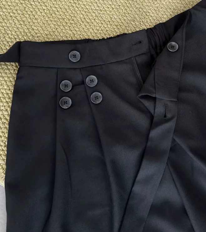 Crossover Flap Side-Tie Wide-Leg Pants