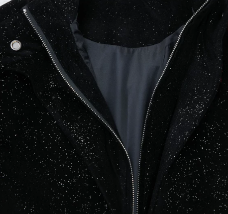 Gothic Crimson-Accented Textured Zip-Up Jacket