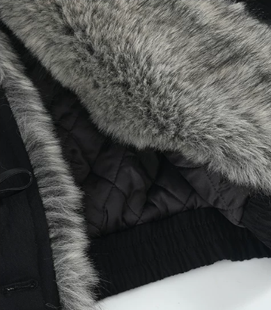 Avant-Garde High-Collar Fur-Lined Toggle Jacket
