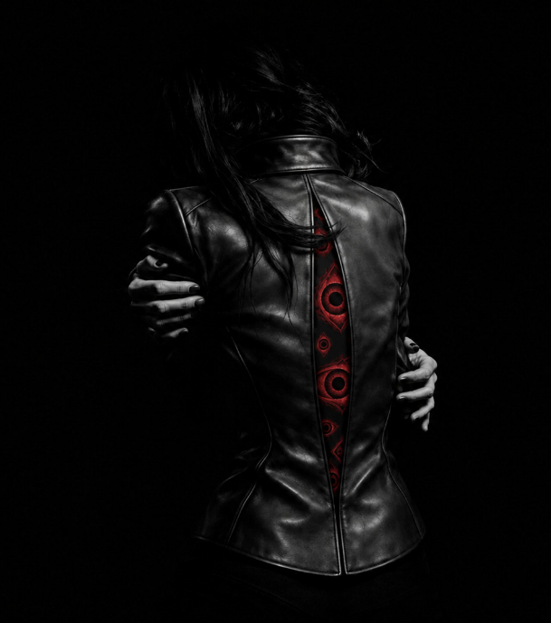 All-Seeing Eye Graphic Lined Split-Back Biker Jacket
