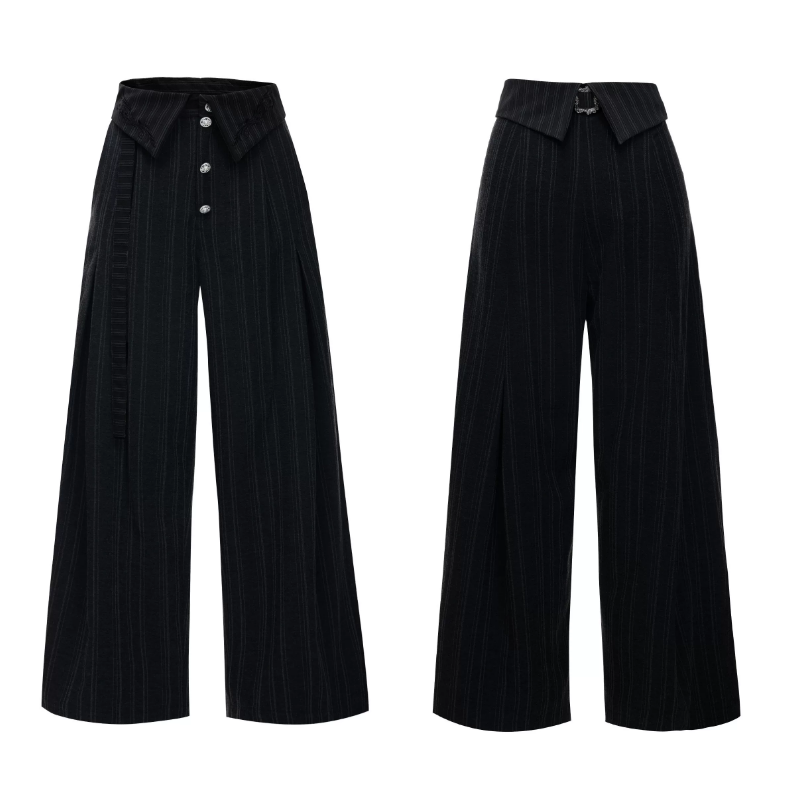 Darkwear Extended-Belt Fold-Over Pleated Trousers