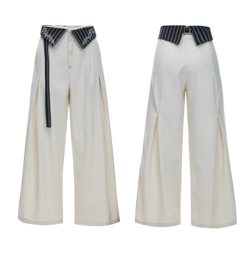 Darkwear Extended-Belt Fold-Over Pleated Trousers