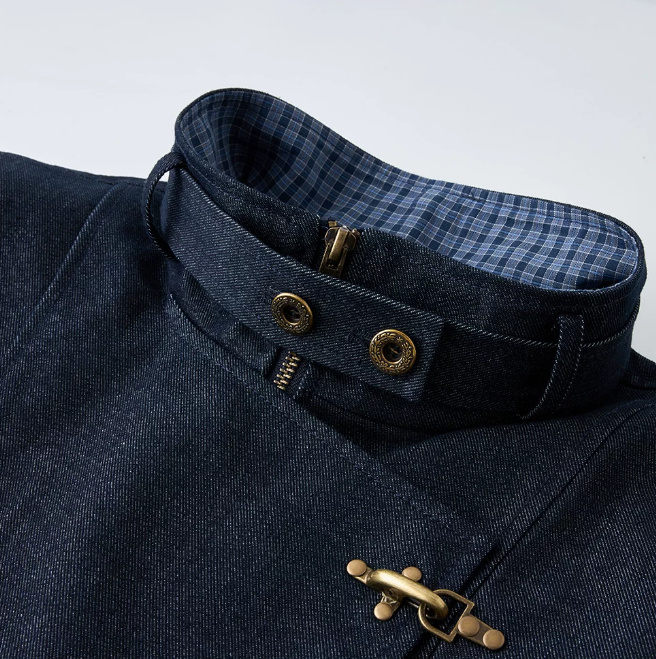 Structured Industrial Clasp-Closure Denim Jacket