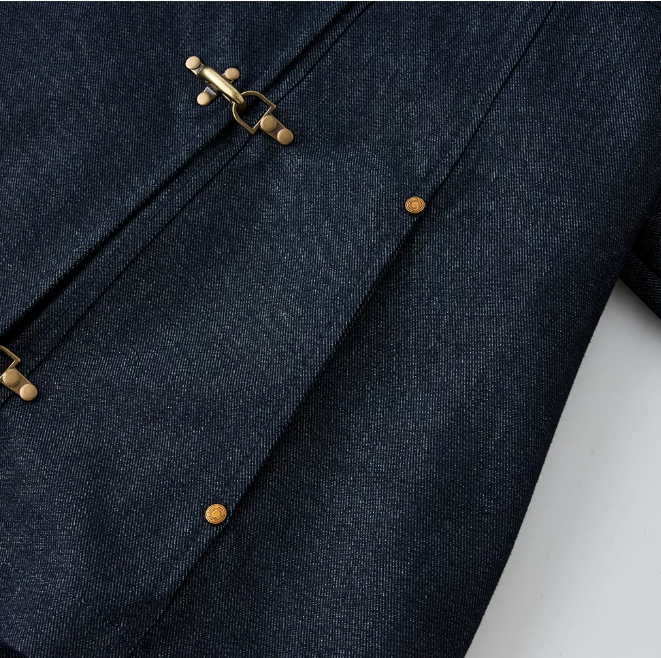 Structured Industrial Clasp-Closure Denim Jacket