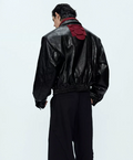 Dragon-Scale Back-Panel Snake-Skin Leather Jacket
