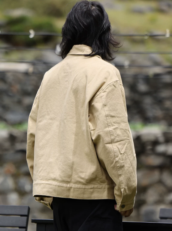 Asymmetric Toggle-Button Canvas Utility Jacket